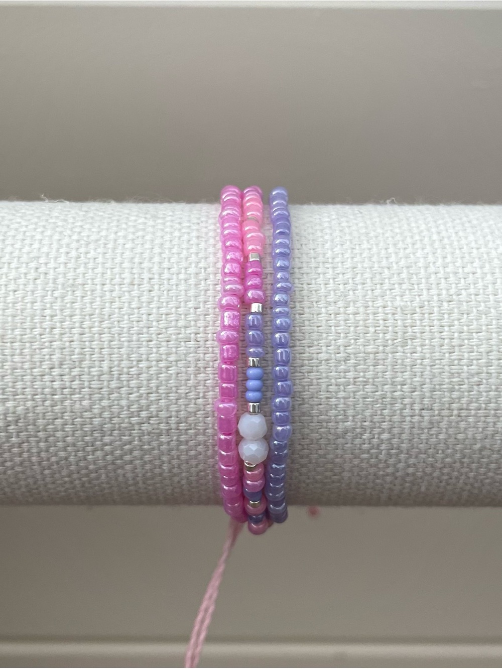 Pink & Lavender Seed Bead Bracelet Set